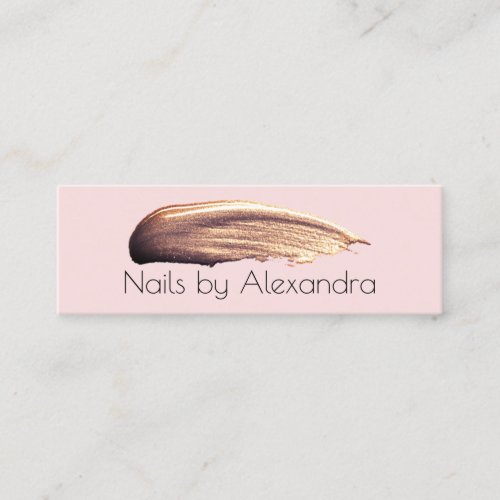 Elegant rose gold nail polish stroke pastel pink mini business card