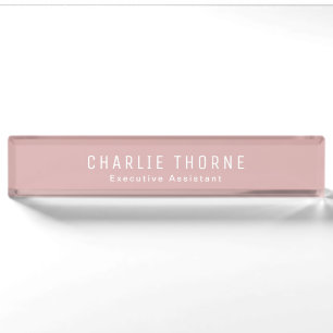Elegant Rose Gold Name Plate for Desk