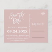 Elegant Rose Gold | Navy 3 Photo Save the Date Announcement Postcard (Back)