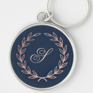Elegant Rose Gold & Navy Blue Birthday Party Keychain