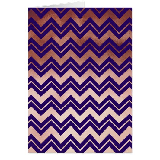 elegant rose gold navy blue chevron pattern cards (Front)