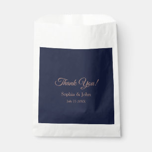 Elegant Rose Gold Navy Blue Wedding Favor Bag