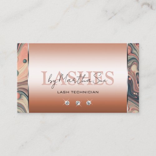 Elegant Rose Gold Noble Marbled with Diamonds Business Card