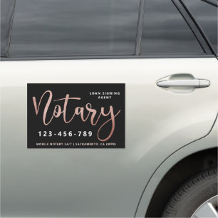 Elegant Rose Gold Notary Loan Agent Car Magnet