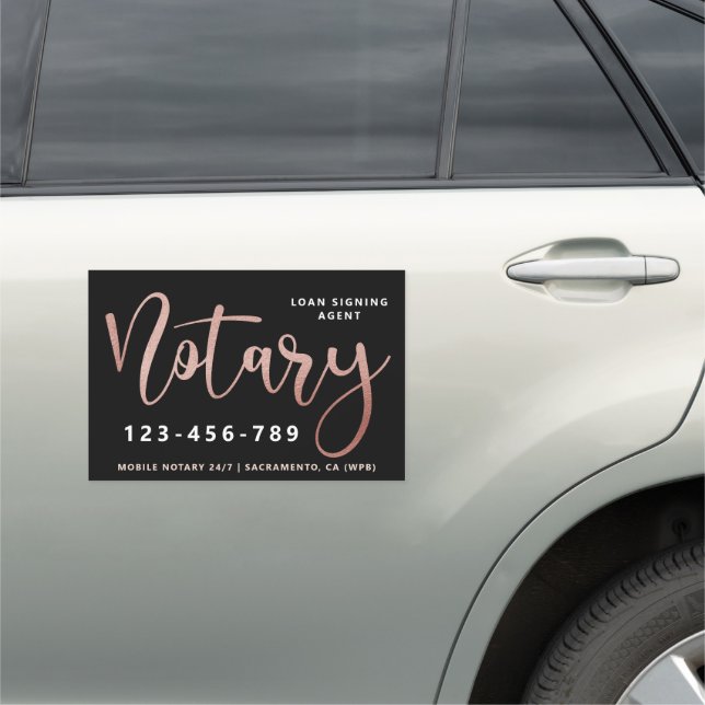 Elegant Rose Gold Notary Loan Agent Car Magnet (In Situ)