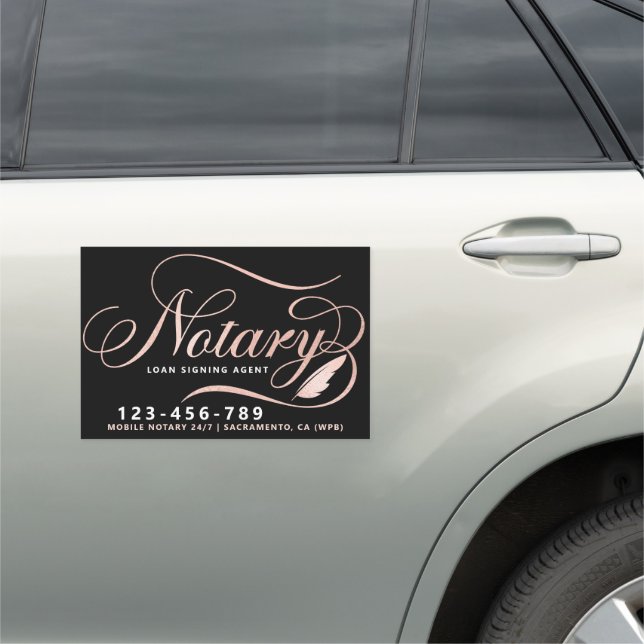 Elegant Rose Gold Notary Loan Agent  Car Magnet (In Situ)