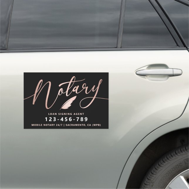 Elegant Rose Gold Notary Loan Agent  Car Magnet (In Situ)