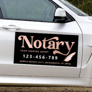 Elegant Rose Gold Notary Loan Agent Car Magnet