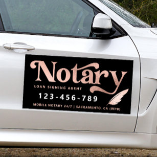 Elegant Rose Gold Notary Loan Agent Car Magnet