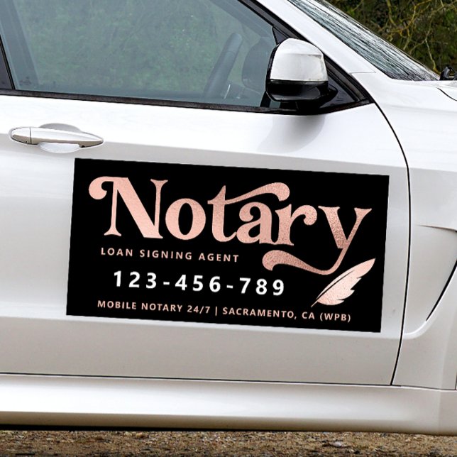 Elegant Rose Gold Notary Loan Agent Car Magnet (Creator Uploaded)