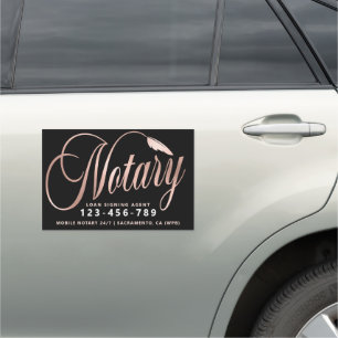 Elegant Rose Gold Notary Loan Agent Car Magnet