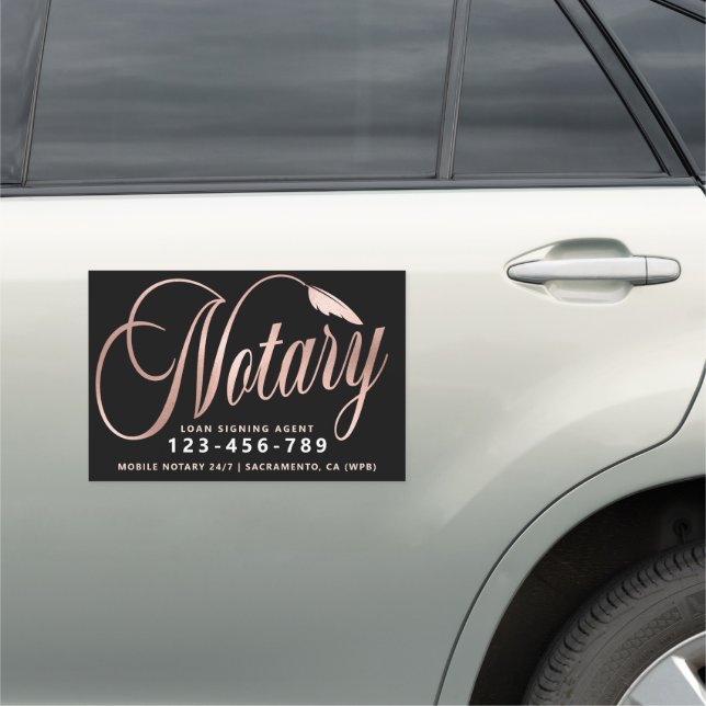 Elegant Rose Gold Notary Loan Agent  Car Magnet (In Situ)