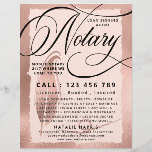 Elegant Rose Gold Notary Loan Agent Flyer