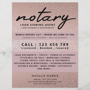 Elegant Rose Gold Notary Loan Agent Flyer