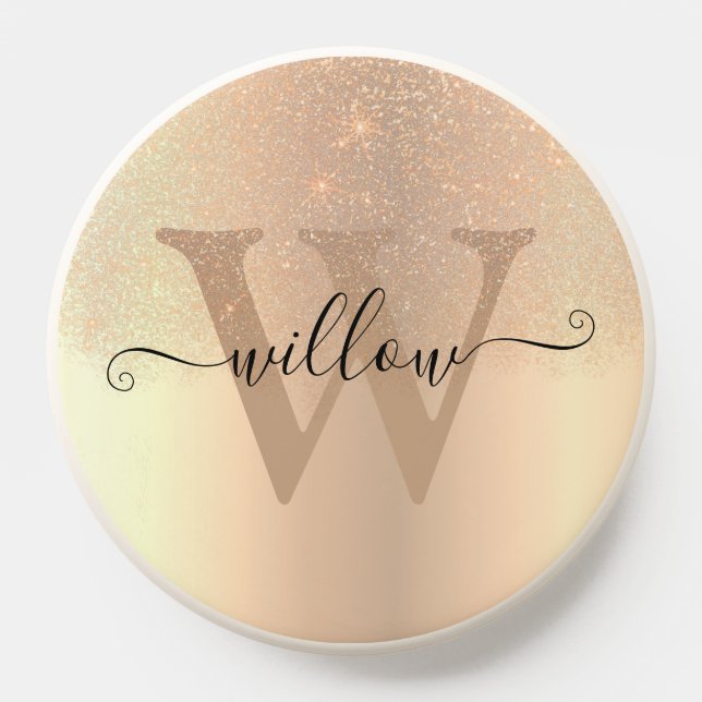 Elegant Rose Gold Ombre Glitter Rain Sparkle  PopSocket (Popsocket)