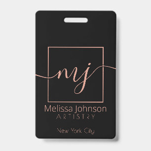 Elegant Rose Gold on Black Badge