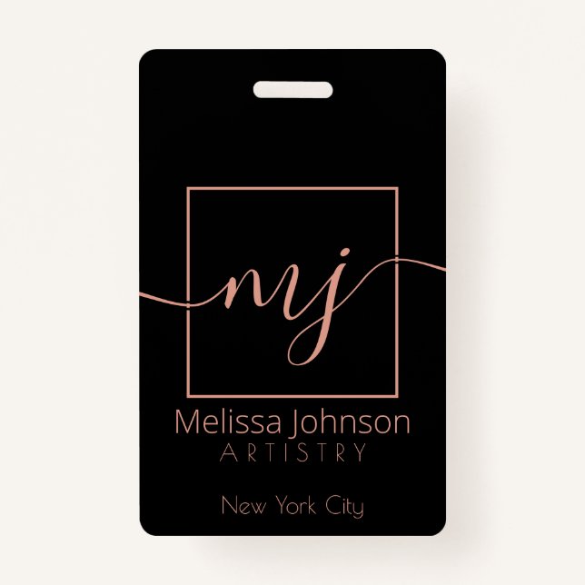 Elegant Rose Gold on Black Badge (Front)