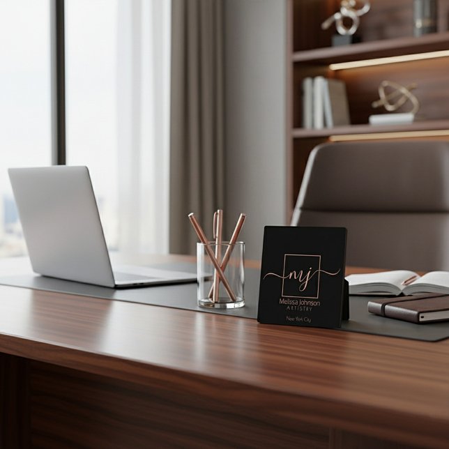 Elegant Rose Gold on Black  Plaque (Creator Uploaded)