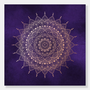 Elegant Rose Gold on Purple Floral Henna Mandala Foam Board