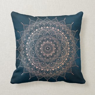 Elegant Rose Gold on Teal Floral Henna Mandala