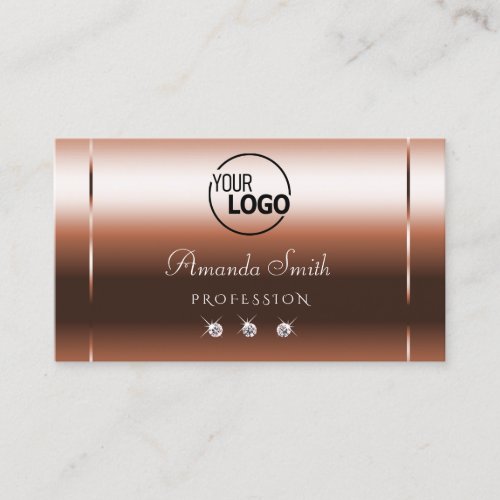 Elegant Rose Gold Optics Sparkle Diamonds and Logo Business Card