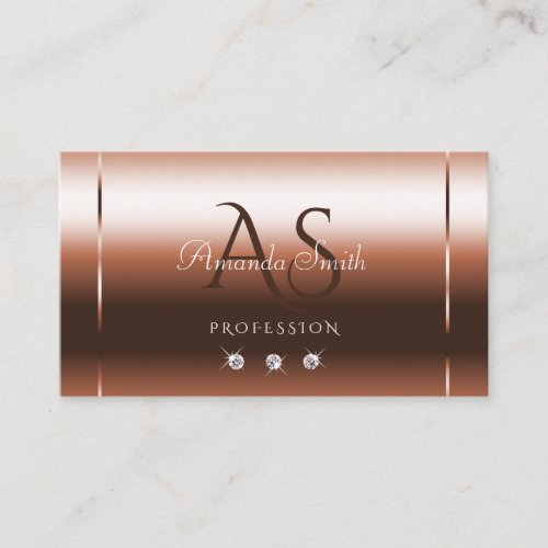Elegant Rose Gold Optics Sparkle Diamonds Initials Business Card
