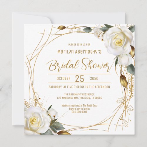 Elegant Rose Gold Organic Floral Bridal Shower Invitation