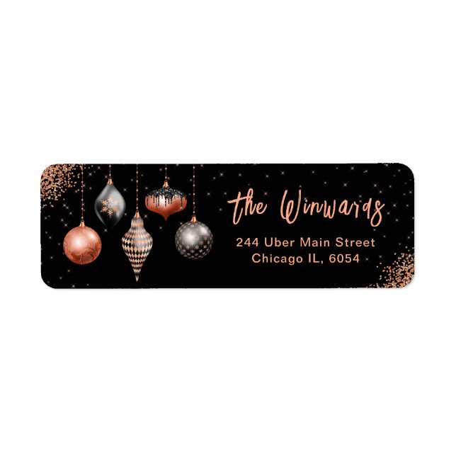 Elegant Rose Gold Ornament Christmas Label (Front)