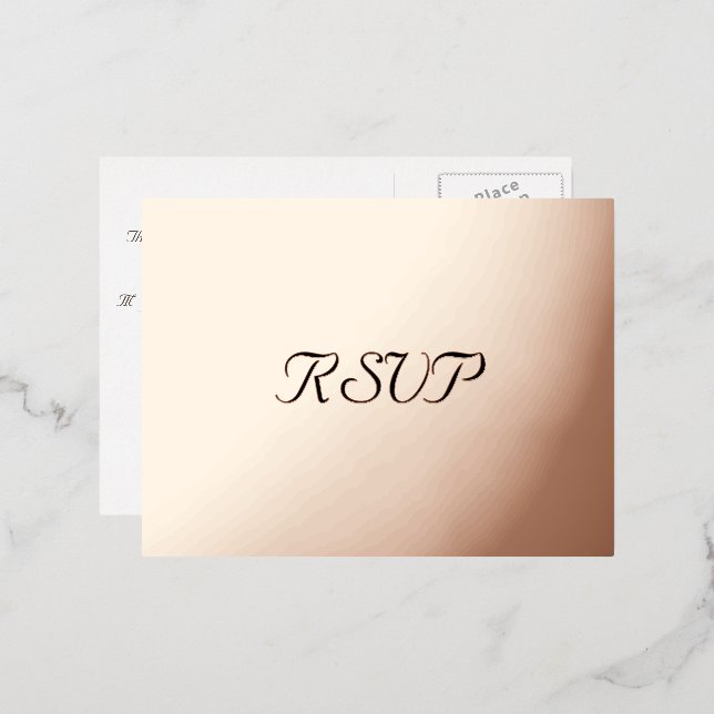 Elegant Rose Gold Party Wedding Response RSVP Foil Invitation Postcard (Front/Back)