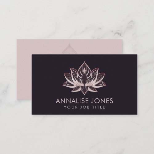 Elegant Rose Gold Pearl Lotus Flower Business Card