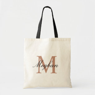 Elegant Rose Gold Personalized Monogram Tot Bag