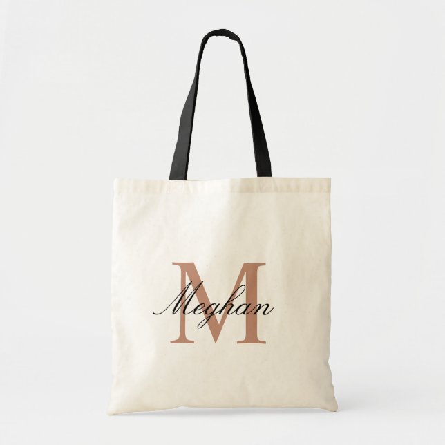 Elegant Rose Gold Personalized Monogram Tot Bag (Front)