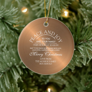 Elegant Rose Gold - Pesonalised Photo - Christmas Ceramic Ornament