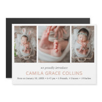 Elegant Rose Gold Photo Girl Birth Announcement