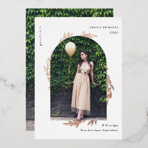Elegant Rose Gold Photo Graduation Foil Invitation