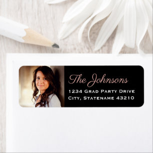 Elegant Rose Gold Photo Graduation Return Address Label