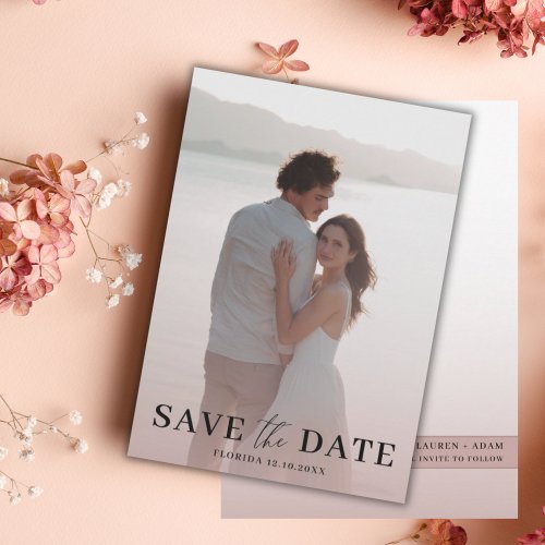 Elegant Rose Gold  Photo Save the Date 