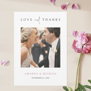 Elegant Rose Gold Photo Thank You Wedding Card