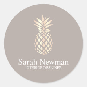 Elegant rose gold pineapple interior designer classic round sticker