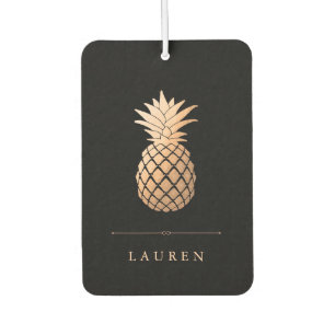 Elegant Rose Gold Pineapple on Black Air Freshener