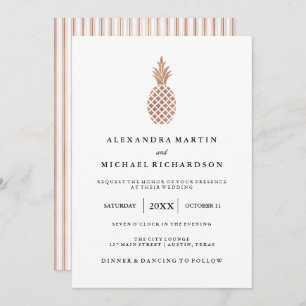 Elegant Rose Gold Pineapple Wedding Invitation