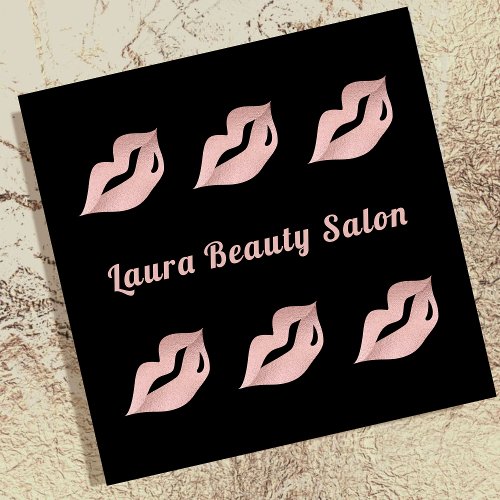Elegant Rose Gold Pink Beautician Chic Glam Lips  Appointment Card
