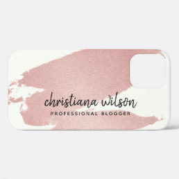 ELEGANT ROSE GOLD PINK BRUSH STROKE CALLIGRAPHY iPhone 12 PRO CASE