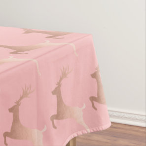 Elegant Rose Gold Pink Christmas Reindeer Pattern Tablecloth