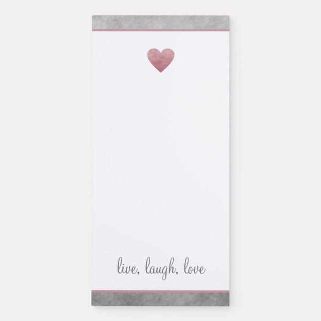 Elegant Rose Gold Pink Foil Heart Modern Script Magnetic Notepad (Front)