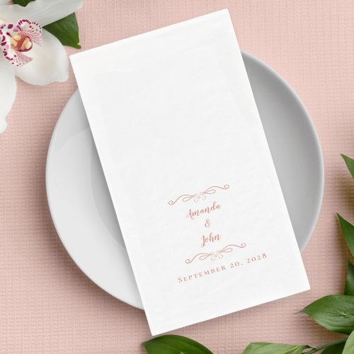 Elegant Rose Gold Pink Formal Wedding Reception Paper Guest Towels