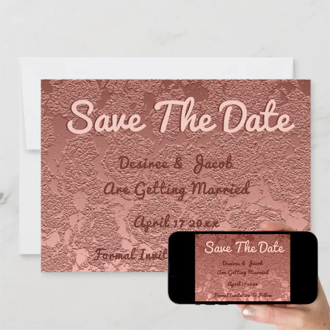 Elegant Rose Gold Pink Save The Date Wedding | Zazzle
