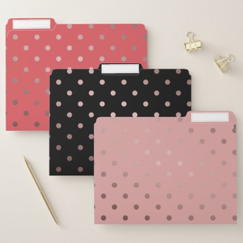 Elegant rose gold polka dots file folder