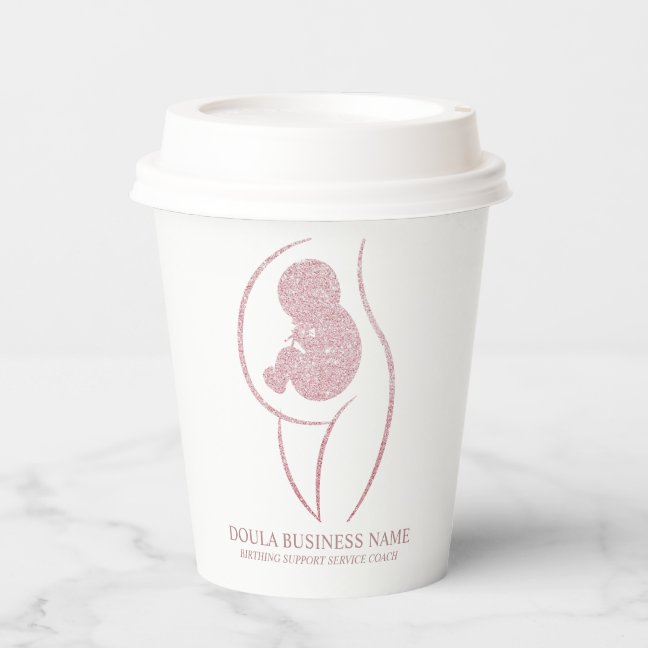Elegant Rose Gold Pregnant Silhouette Paper Cups