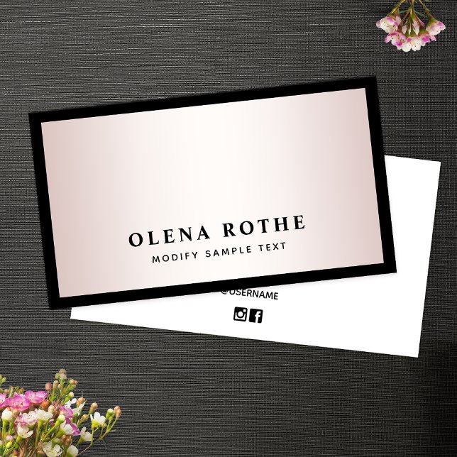 Elegant   Rose Gold  Professional Black Border Calling Card (Creator Uploaded)